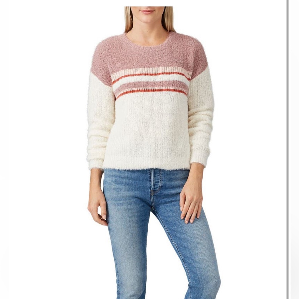 Louna NEW Cream Crew Neck Sweater w/ Pink stripe detail by Louna - Size M